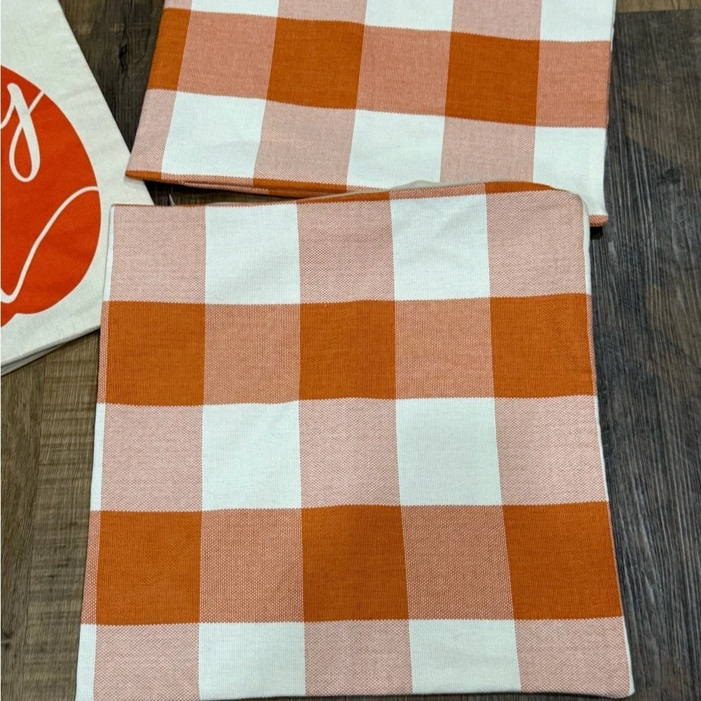 Orange and White Fall‎ Pillow Covers